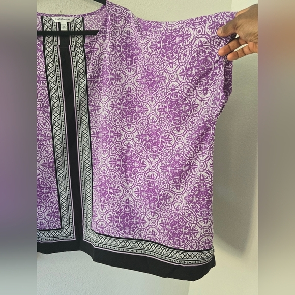 Croft & Barrow Blouse Women 2X Mixed Media Print Flowy Art Hippie  Bohomein - Picture 4 of 11